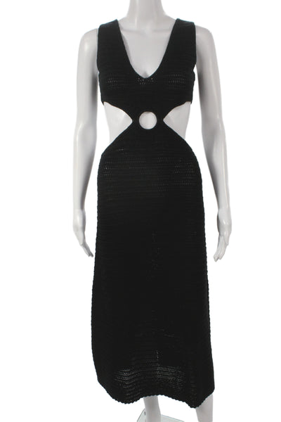 Devon Windsor Women Bodycon Black Sleeveless V-Neck Long Dress Size S