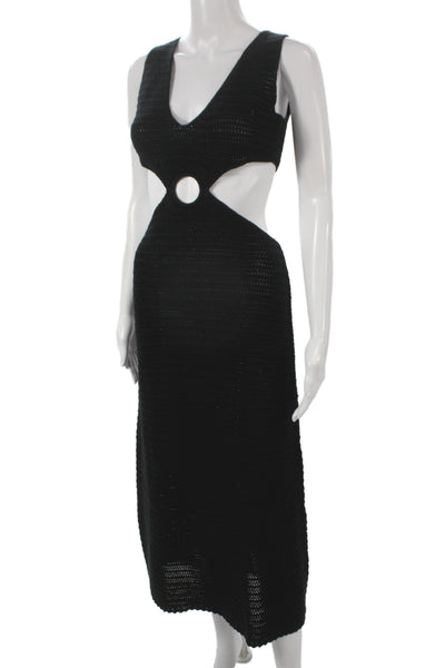 Devon Windsor Women Bodycon Black Sleeveless V-Neck Long Dress Size S