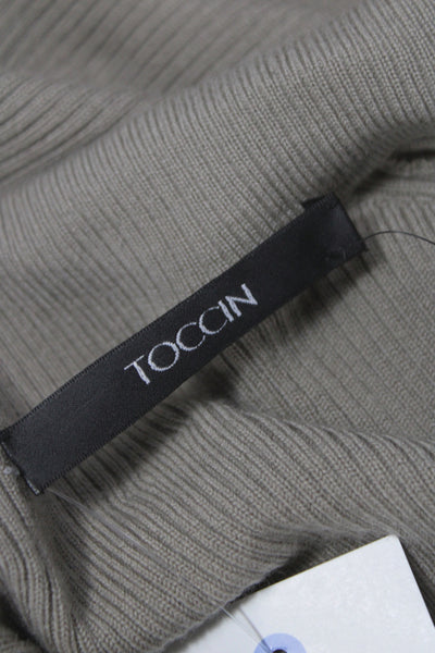Toccin Womens Bodycon Sweater Dress Beige Collared Zip Long Sleeve Size XS
