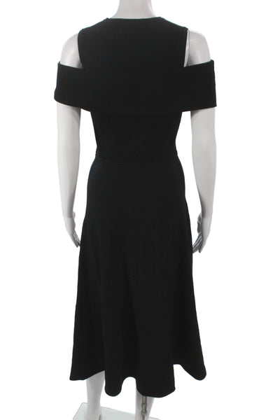 Toccin Womens Black Ribbed Knit Off Shoulder Fit & Flare Long Dress Size S
