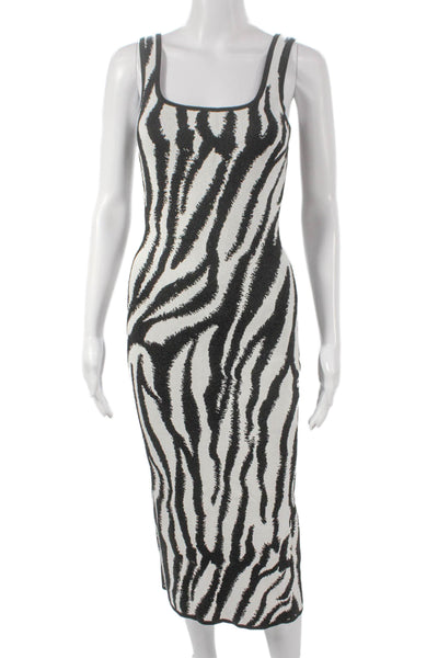 Toccin Womens Bodycon Knit Animal Print Mid Calf Square Neck Dress Size XS