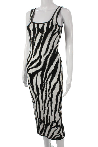 Toccin Womens Bodycon Knit Animal Print Mid Calf Square Neck Dress Size XS