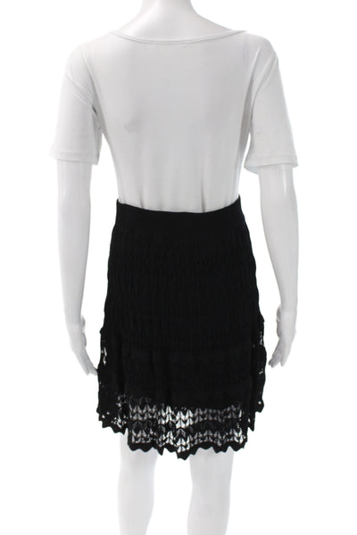 Minnie Rose Womens A-Line Black Cotton Lace Skirt Knee Length Size S