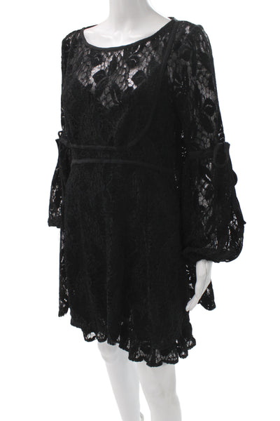 Free People Womens Shift Dress Black Lace Long Sleeve Maternity Size S