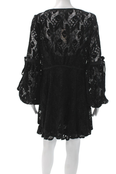 Free People Womens Shift Dress Black Lace Long Sleeve Maternity Size S
