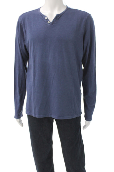 Joes Mens Long Sleeve Dark Blue Cotton Solid T-Shirt Size L