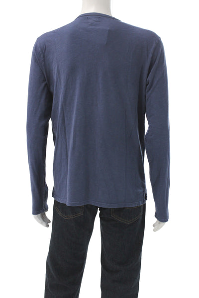 Joes Mens Long Sleeve Dark Blue Cotton Solid T-Shirt Size L