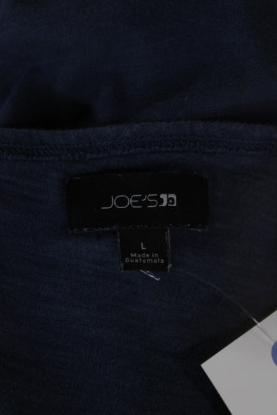 Joes Mens Long Sleeve Dark Blue Cotton Solid T-Shirt Size L