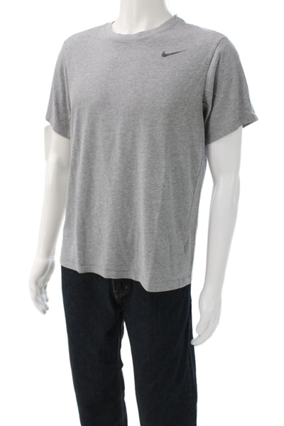 Nike Mens Gray Sports T-Shirt Crew Neck Short Sleeve Cotton Polyester Size M