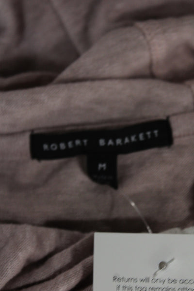 Robert Barakett Mens Henley Hoodie Pink Linen Nylon Long Sleeve Size L