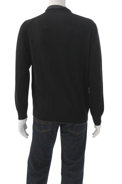 Raffi Mens Black Wool Mock Neck Zip Pullover Long Sleeve Size M