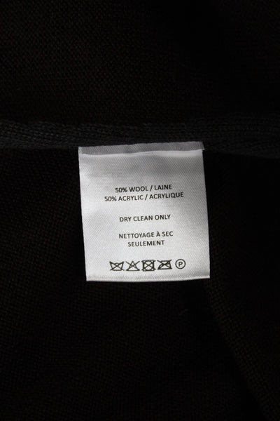 Robert Barakett Mens Pullover Hoodie V Neck Dark Gray Wool Blend Size L