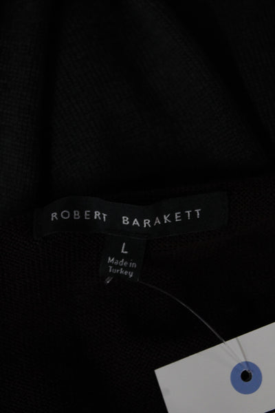 Robert Barakett Mens Pullover Hoodie V Neck Dark Gray Wool Blend Size L