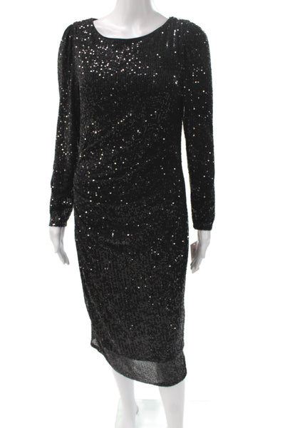Nanette Nanette Lepore Womens Sheath Dress Black Long Sleeve Mid-Calf Size 8