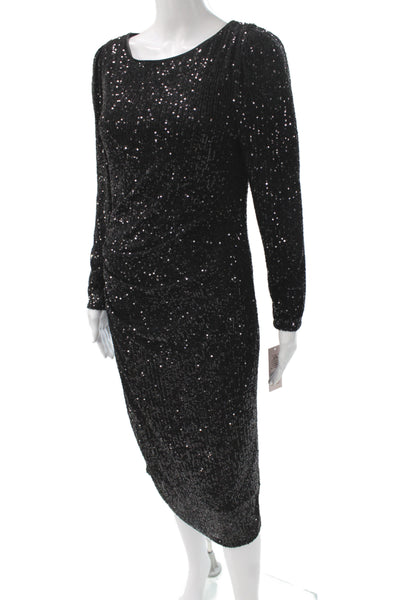 Nanette Nanette Lepore Womens Sheath Dress Black Long Sleeve Mid-Calf Size 8