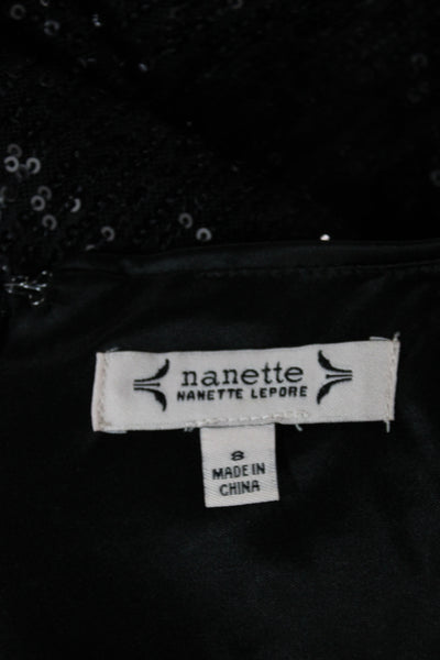 Nanette Nanette Lepore Womens Sheath Dress Black Long Sleeve Mid-Calf Size 8