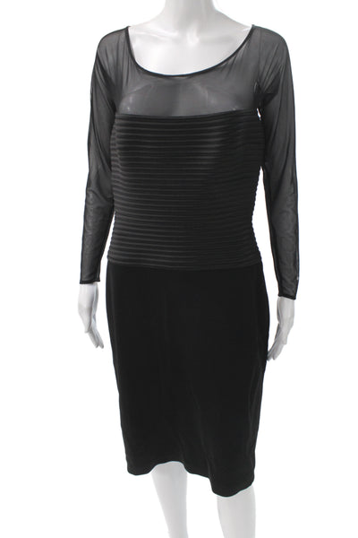 Tadashi Womens Black Bodycon Sheath Dress Long Sleeve Midi Zip Size 8