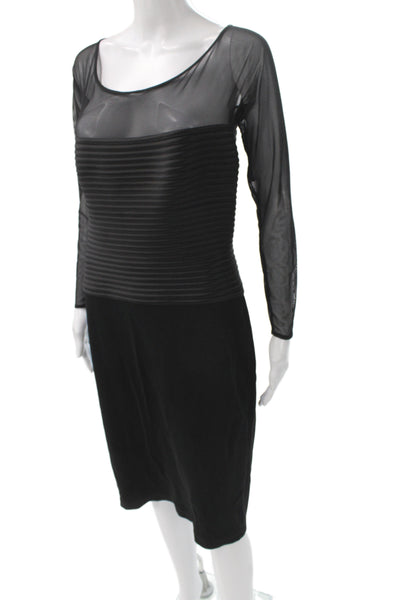 Tadashi Womens Black Bodycon Sheath Dress Long Sleeve Midi Zip Size 8