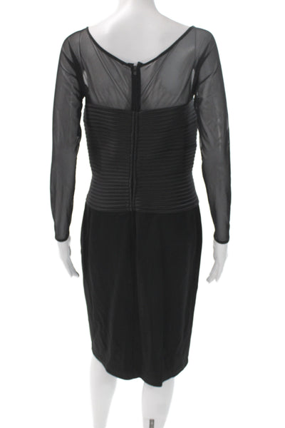 Tadashi Womens Black Bodycon Sheath Dress Long Sleeve Midi Zip Size 8