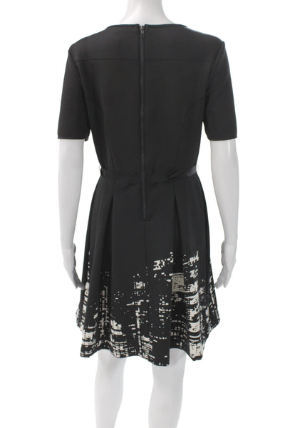 Elie Tahari Womens Fit & Flare Dress Black Short Sleeve Round Neck Size 8