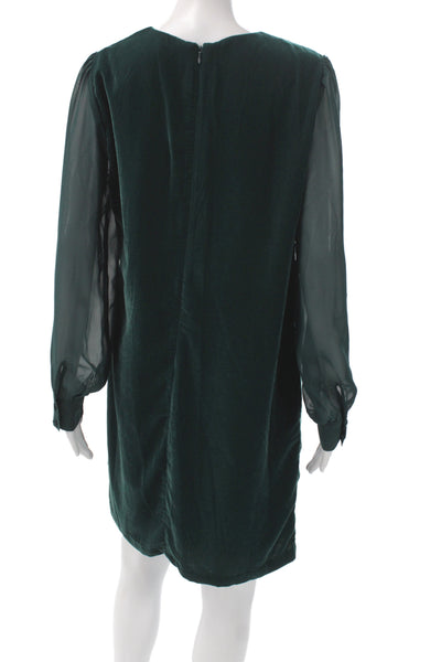 J Crew Womens Shift Dress Green Long Sleeve Knee Length Size 8