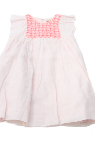 Bonpoint Girls Sleeveless Crew Neck Linen Dress Pink Size 2T