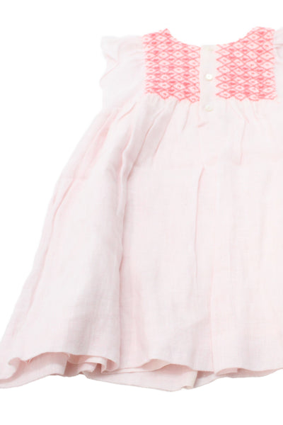 Bonpoint Girls Sleeveless Crew Neck Linen Dress Pink Size 2T