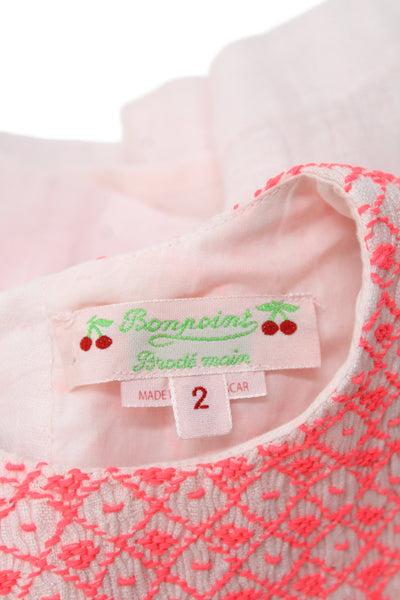 Bonpoint Girls Sleeveless Crew Neck Linen Dress Pink Size 2T