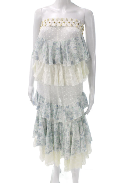 Ixiah Womens Sleeveless Lace Skirt White Floral Size 2