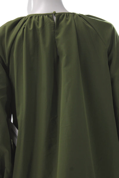 LDT Women Trapeze Swing Short Green Dress 3/4 Sleeve Polyester Size 0