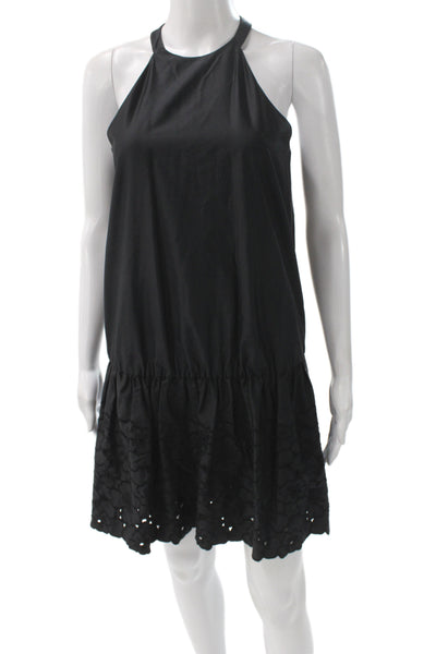 Thakoon Women Black Shift Dress Sleeveless High Neck Zip Short Designer Size 0