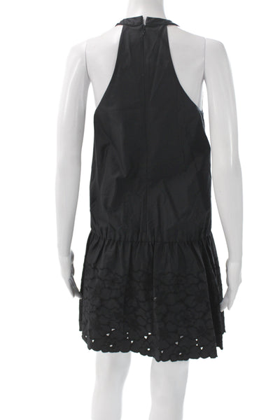 Thakoon Women Black Shift Dress Sleeveless High Neck Zip Short Designer Size 0