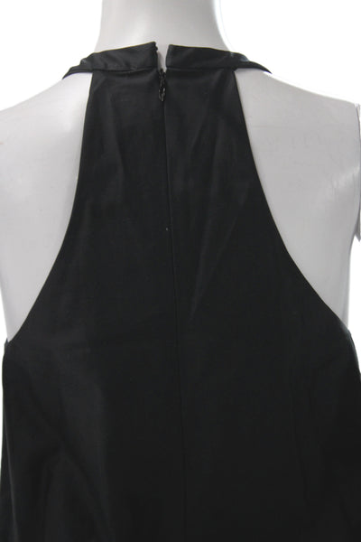 Thakoon Women Black Shift Dress Sleeveless High Neck Zip Short Designer Size 0