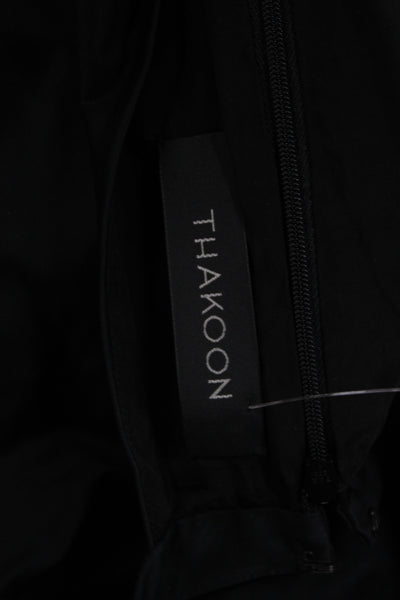 Thakoon Women Black Shift Dress Sleeveless High Neck Zip Short Designer Size 0
