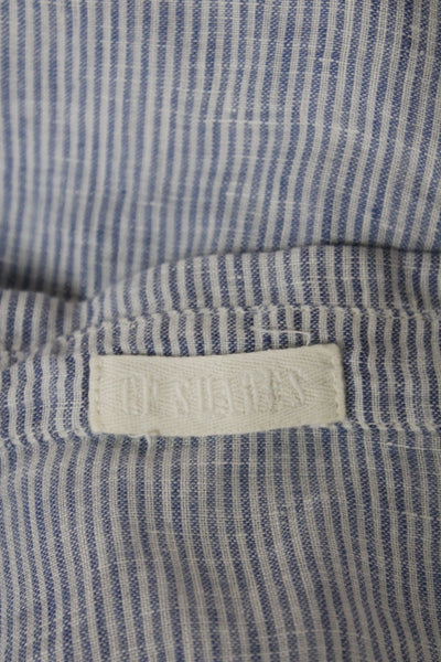 CP Shades Women Tunic Light Blue Linen Striped Collared 3/4 Sleeve Size XS