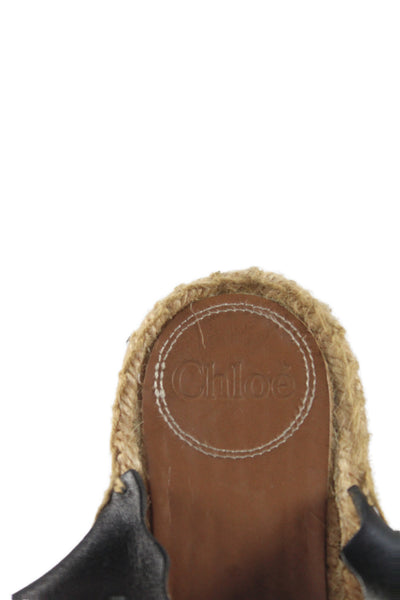 Chloe Womens Leather Espadrille Slingbacks Sandals Black Size 40 10