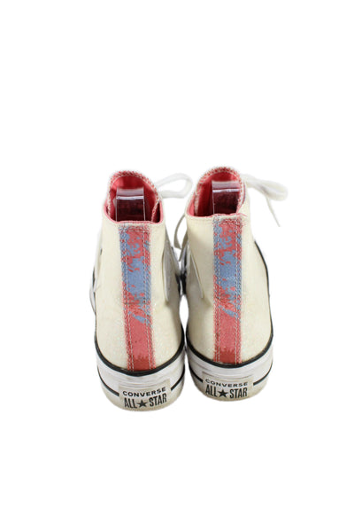 Converse Womens Glitter Platform High Top Sneakers  White Pink Size 7