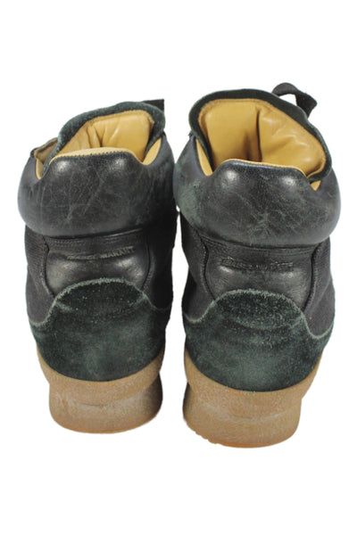 Isabel Marant Etoiloe Leather Laced Wedged Ankle Boots Black Size 8