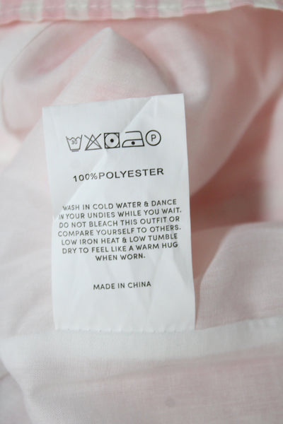 Peppermayo Women Mini Slip Dress Pink Check Polyester Tie Sleeveless Size 0