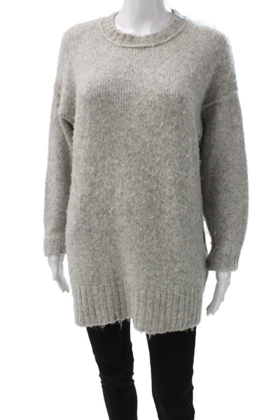 R13 Unisex Gray Wool Pullover Sweater Crew Neck Long Sleeve Army Size S