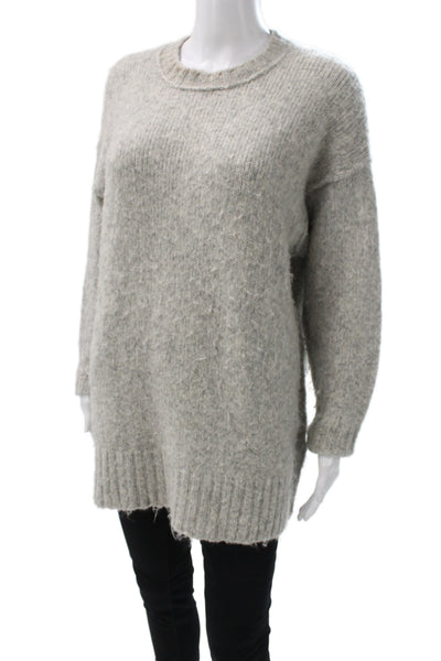 R13 Unisex Gray Wool Pullover Sweater Crew Neck Long Sleeve Army Size S