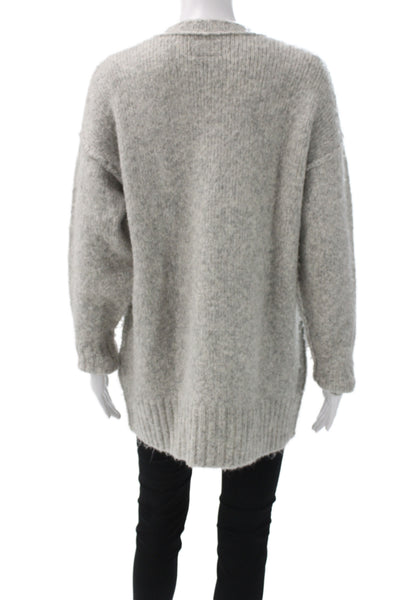 R13 Unisex Gray Wool Pullover Sweater Crew Neck Long Sleeve Army Size S
