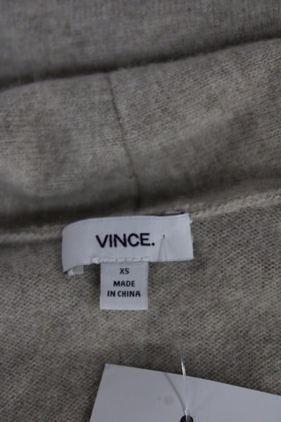 Vince Unisex Pullover Sweater Beige Wool Cashmere V-Neck Classic Size XS