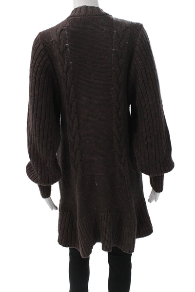 Free People Unisex Brown V Neck Button Cardigan Bohemian Long Sleeve Size S