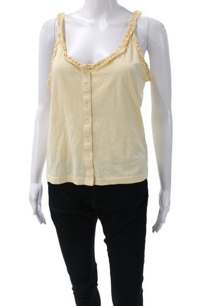 J Crew Womens Button Up Camisole Yellow Cotton V Neck Sleeveless Size S
