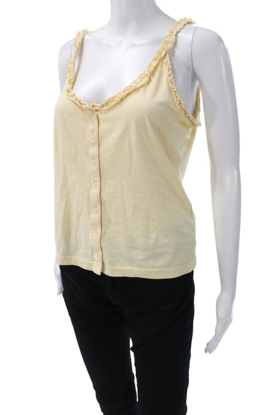 J Crew Womens Button Up Camisole Yellow Cotton V Neck Sleeveless Size S