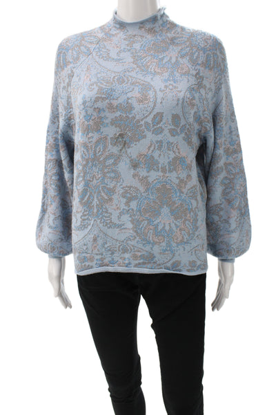 Anthropologie Unisex Pullover Sweater Light Blue Mock Neck Long Sleeve Size S