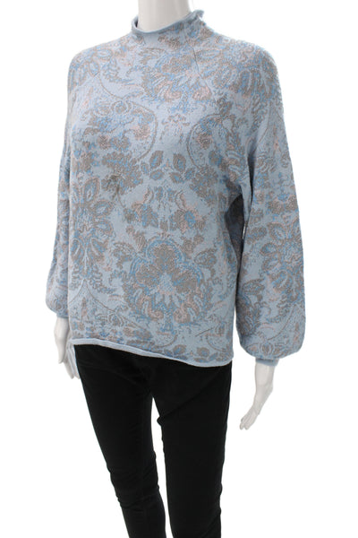Anthropologie Unisex Pullover Sweater Light Blue Mock Neck Long Sleeve Size S
