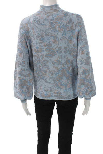 Anthropologie Unisex Pullover Sweater Light Blue Mock Neck Long Sleeve Size S