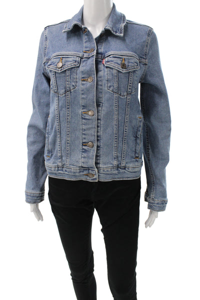 Levis Womens Light Blue Collared Button Jacket Long Sleeve Size M